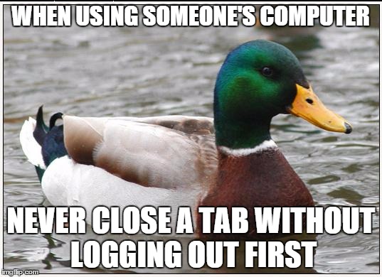 log keluar sebelum menutup tab