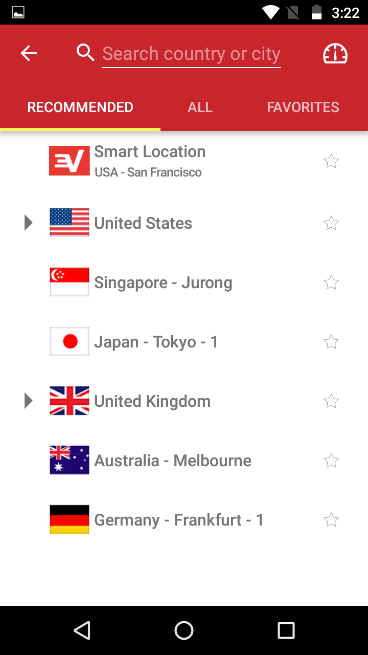 Android için ExpressVPN Akıllı Konum harika.