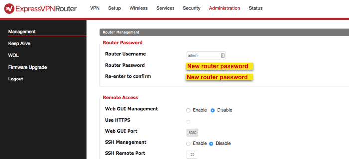 dd-wrt нова парола за рутер