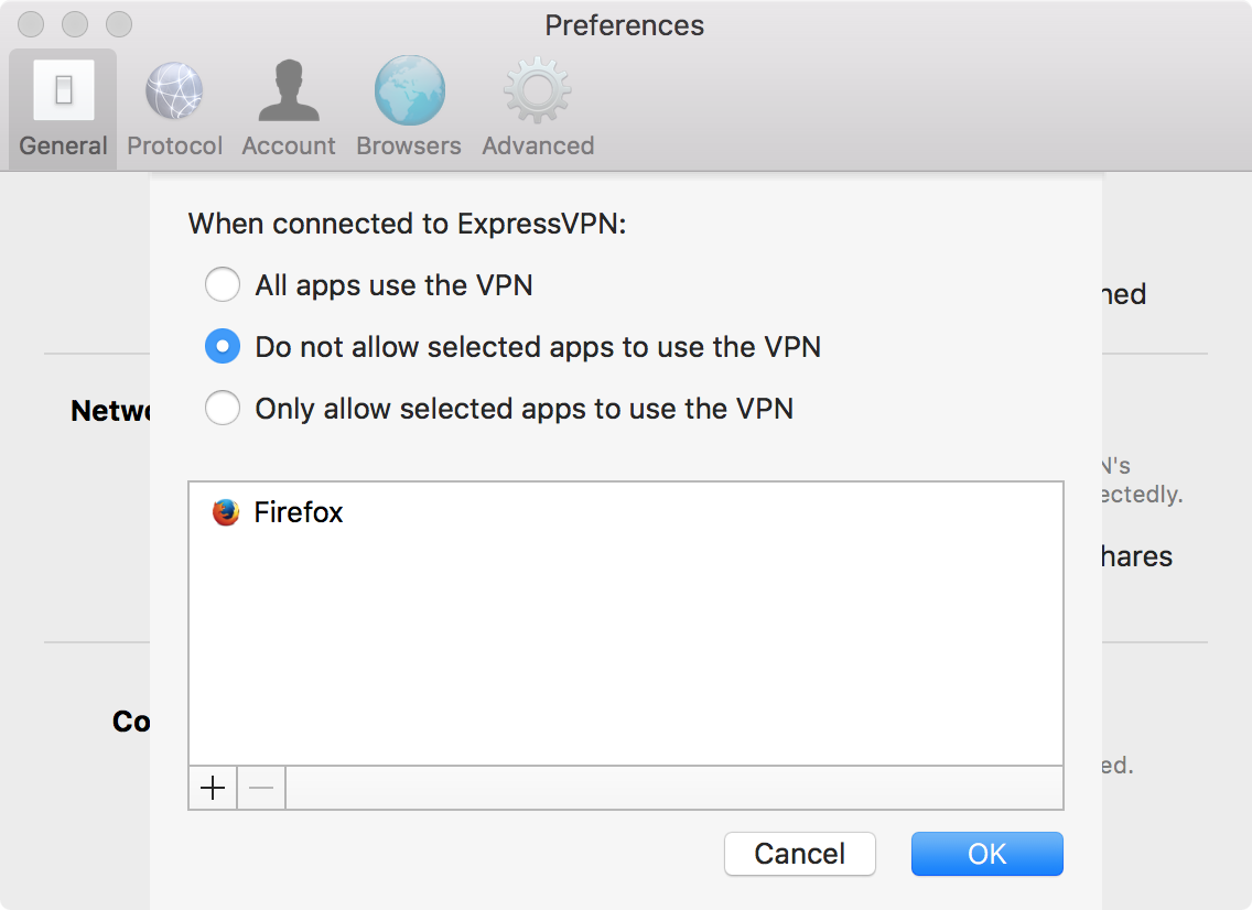 בחר באילו יישומים לא משתמשים ב- VPN