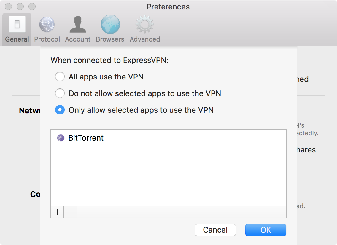 کدام برنامه ها از VPN استفاده می کنند را انتخاب کنید