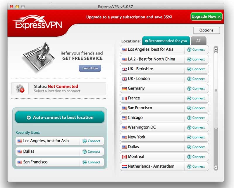 تصویر صفحه: روی دکمه ارتقاء VPN کلیک کنید.