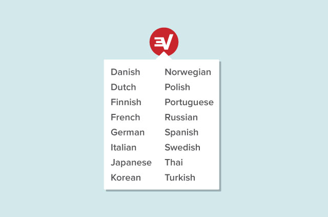 ExpressVPN, uygulamaları ve tarayıcı uzantılarını bir düzineden fazla dilde sunuyor