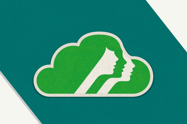logo pengakap perempuan di awan dengan latar belakang hijau