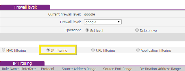 google ip filtering