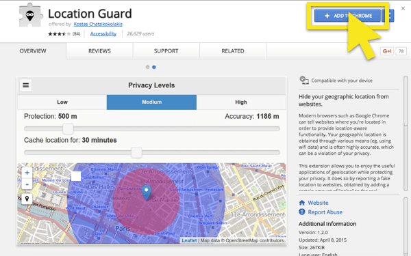 Location Guard в Интернет-магазине Chrome, с