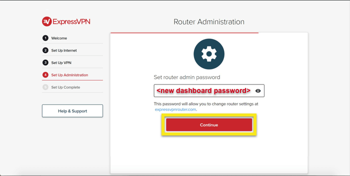 Задайте новата парола на таблото за управление.