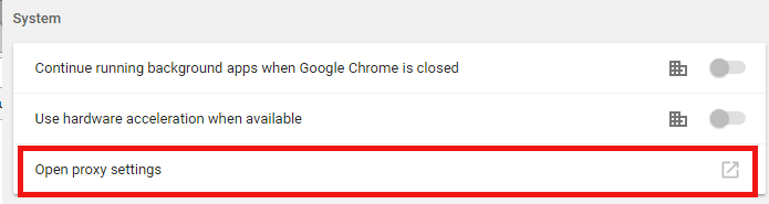 Proxy ayarlarını Windows için Chrome'u açma