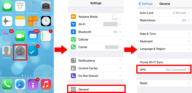 iOS screens showing Settings > Umum> Urutan VPN “width =” 779 “height =” 378 “/></p> <p><img class=