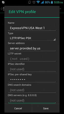 VPN 프로필 편집