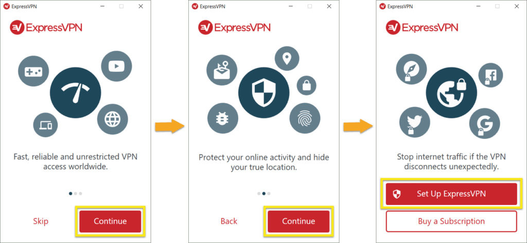 ExpressVPN untuk aliran selamat datang Windows.