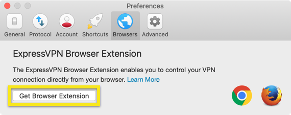 השג את תוספי הדפדפן ExpressVPN ב- Mac.