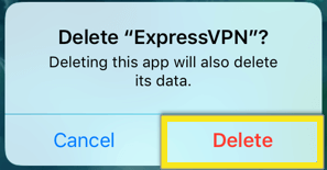 подтвердить удалить expressvpn ios