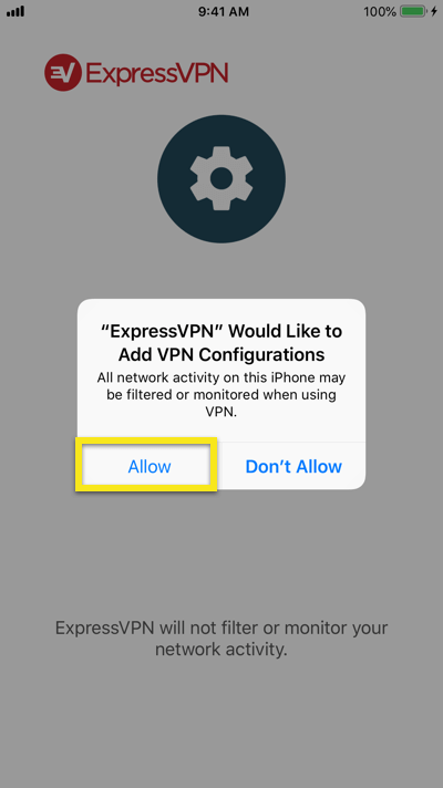 Добавьте настройки VPN для ExpressVPN на iOS.