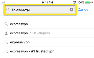 برنامه ExpressVPN را در فروشگاه App جستجو کنید.