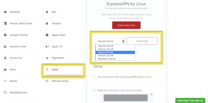 توزیع لینوکس expressvpn فدورا را بارگیری کنید