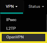 화면 상단에서 VPN으로 이동하여 OpenVPN을 클릭하십시오.