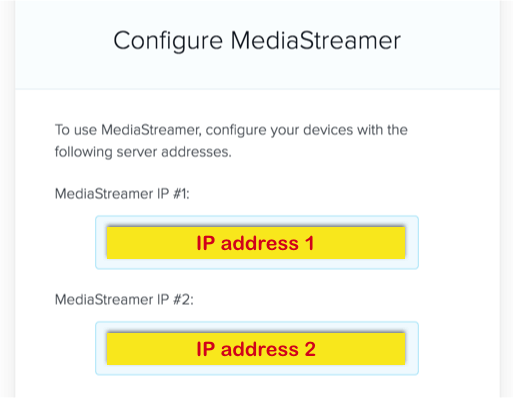 Адресите на ExpressVPN MediaStreamer.