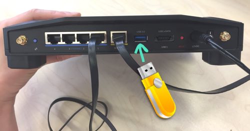 поставете USB в маршрутизатора на OpenWRT
