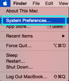 Menu Apple dengan System Preferences ... disorot.
