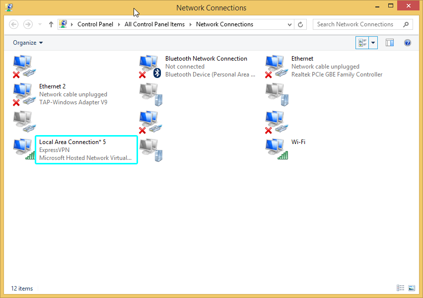 Prozor Network Connections s označenom novom Wi-Fi vezom.