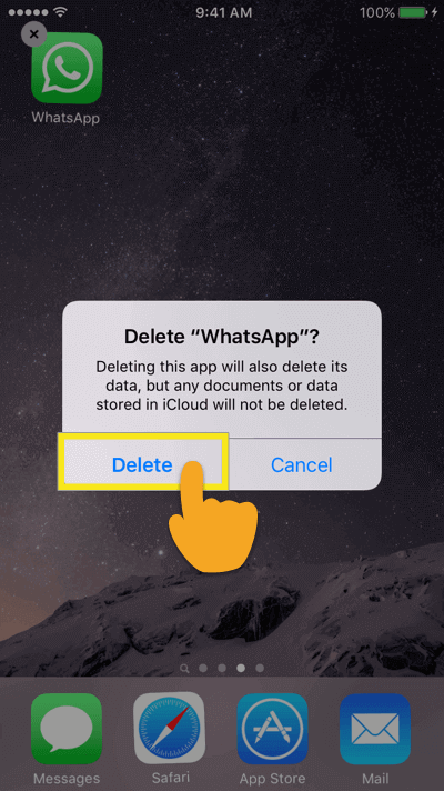 удалить WhatsApp IOS