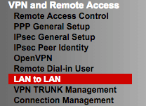 DrayOS LAN to LAN 메뉴.