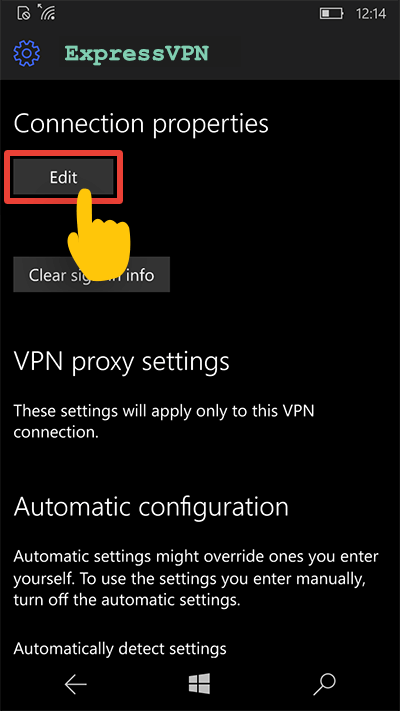 แก้ไขคุณสมบัติการเชื่อมต่อ VPN