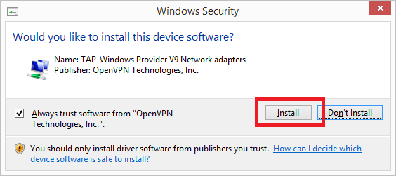 сигурност на Windows - инсталирайте openvpn gui