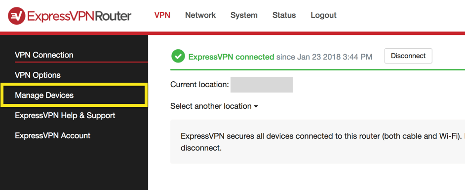 expressvpn router mengurus peranti