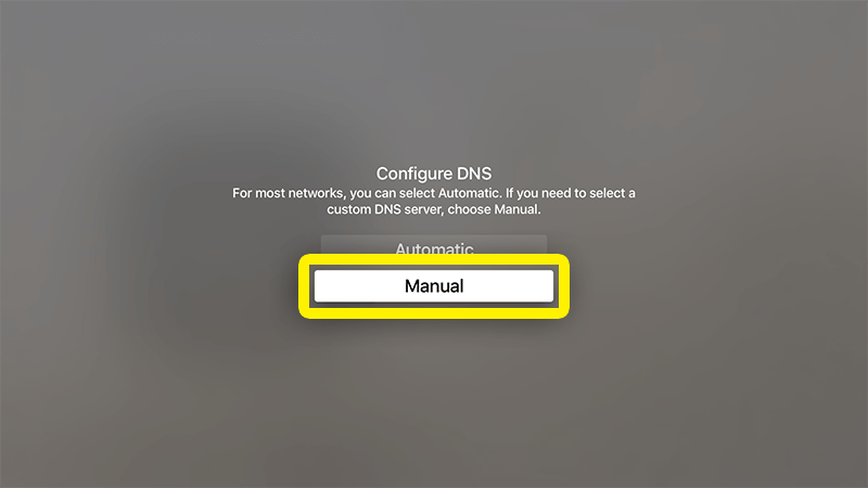 수동 DNS 구성을 선택하십시오.