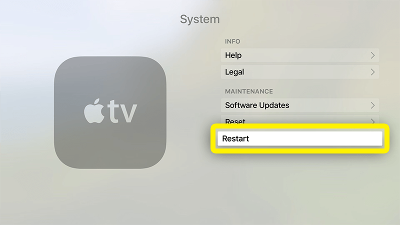 Apple TV'nizi yeniden başlatın