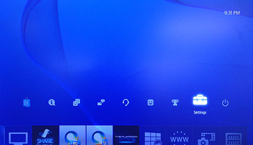 Obrazovka PlayStation s vybranými nastaveniami.