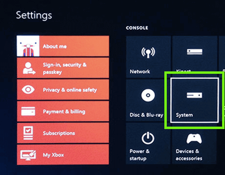 xbox one system Select