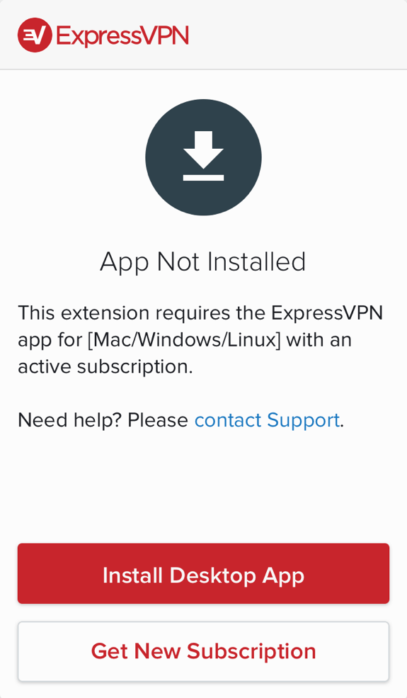 컴퓨터에 ExpressVPN 앱이 설치되어 있지 않습니다.