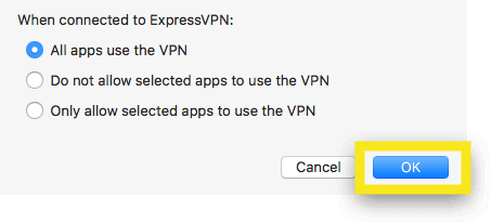 Semua aplikasi menggunakan VPN