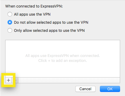 Добавить приложения для исключения из VPN