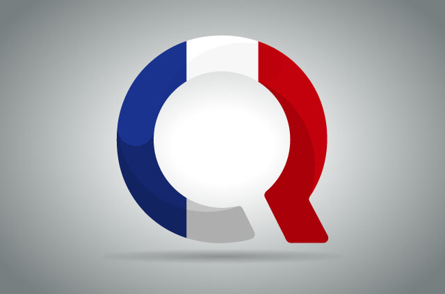 โลโก้ Qwant สีธงชาติฝรั่งเศส