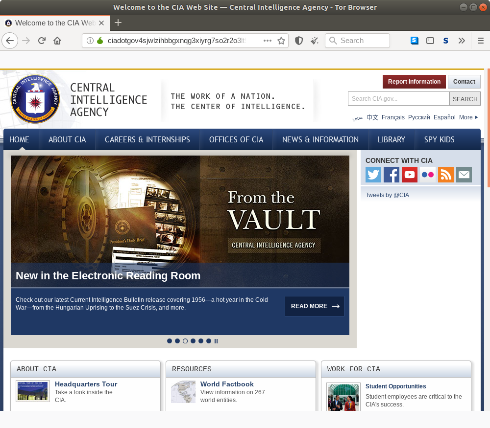 CIA를위한 양파 홈페이지.