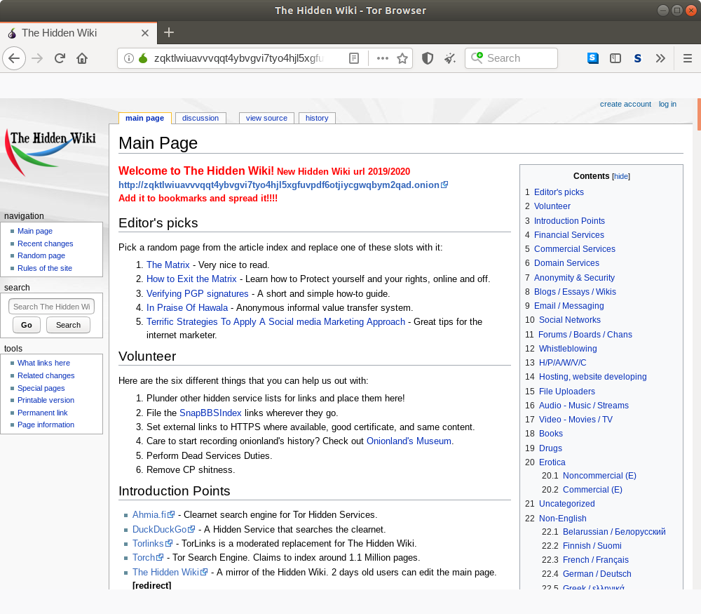 Gizli Wiki için soğan ana sayfası.
