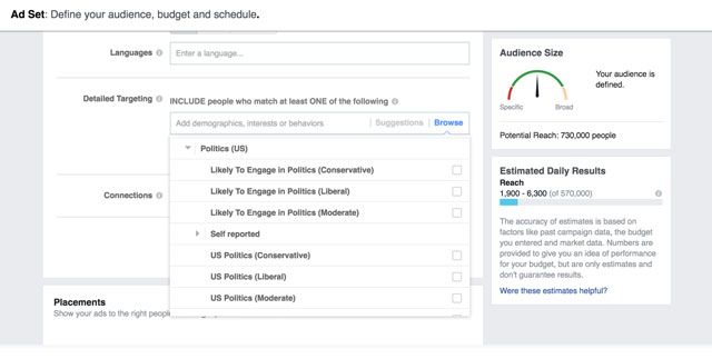 Facebook boleh menyasarkan anda berdasarkan keutamaan politik anda.
