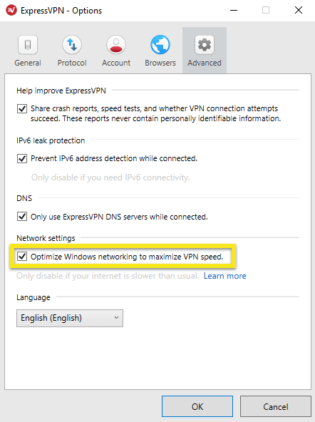 ExpressVPN для сетевых настроек Windows